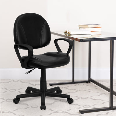 Mid-Back LeatherSoft Swivel Ergonomic Task Office Chair with Back Depth Adjustment and Arms