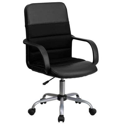 Mid-Back LeatherSoft and Mesh Swivel Task Office Chair with Arms