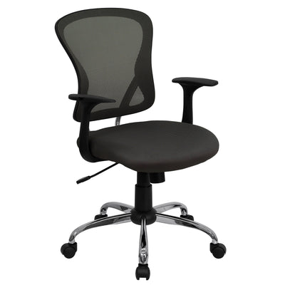 Mid-Back Mesh Swivel Task Office Chair with Chrome Base and Arms - View 1