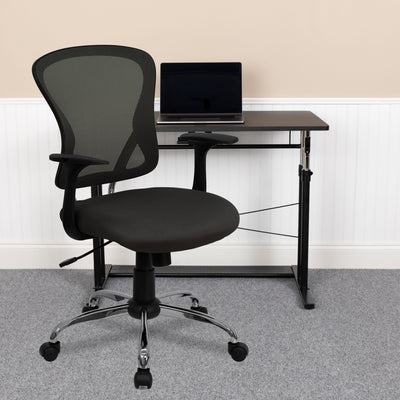 Mid-Back Mesh Swivel Task Office Chair with Chrome Base and Arms - View 2