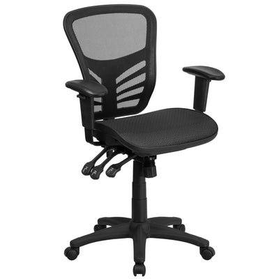 Mid-Back Transparent Mesh Multifunction Executive Swivel Ergonomic Office Chair with Adjustable Arms