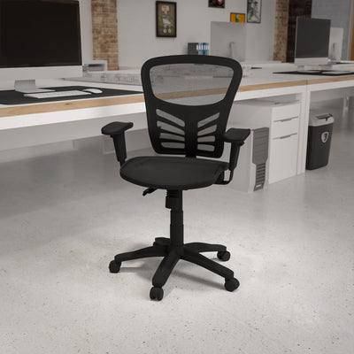 Mid-Back Transparent Mesh Multifunction Executive Swivel Ergonomic Office Chair with Adjustable Arms