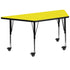 Mobile 22.5''W x 45''L Trapezoid HP Laminate Activity Table - Height Adjustable Short Legs