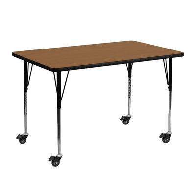 Mobile 24''W x 48''L Rectangular Thermal Laminate Activity Table - Standard Height Adjustable Legs