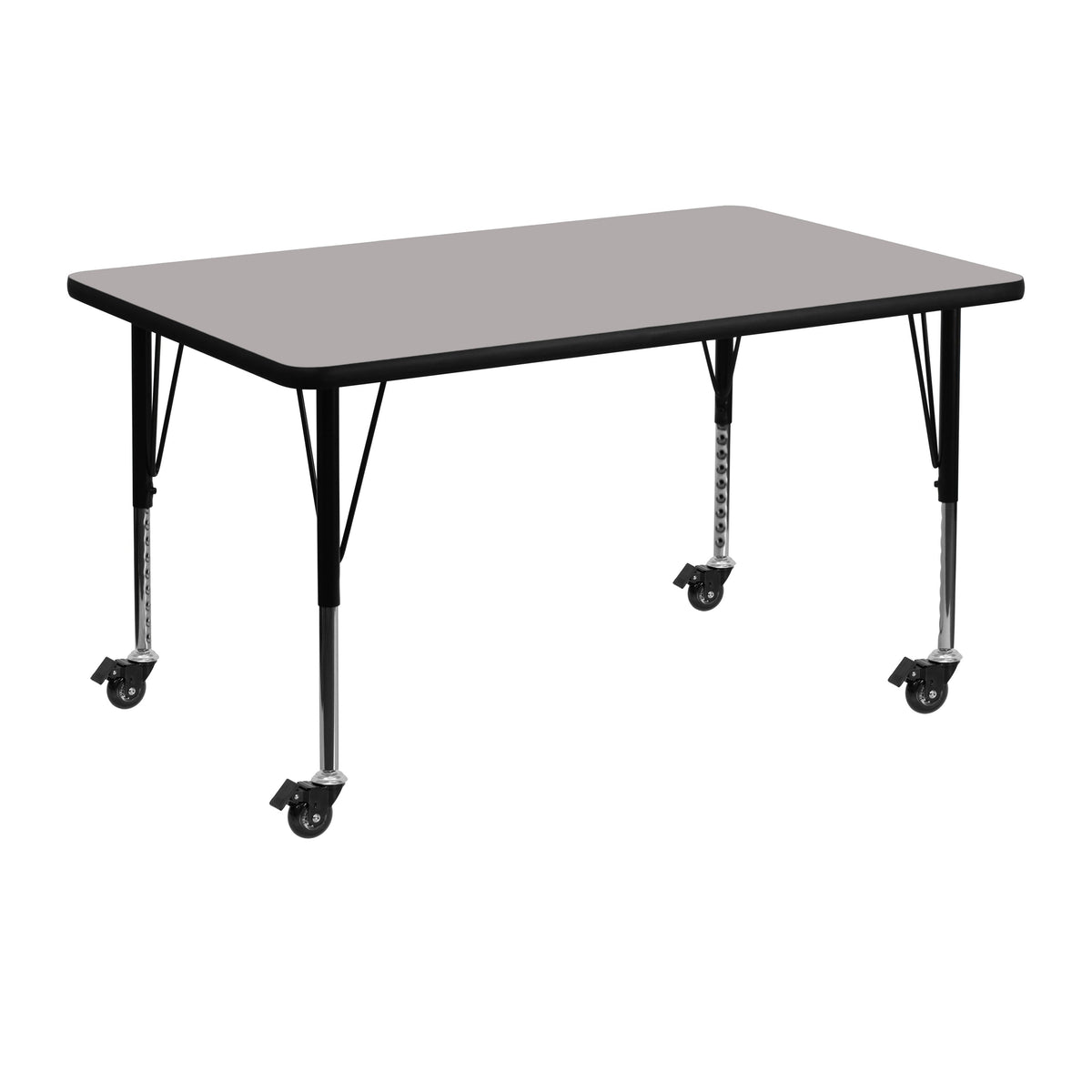 Gray |#| Mobile 30inchW x 48inchL Rectangular Grey HP Laminate Adjustable Activity Table