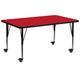 Red |#| Mobile 30inchW x 72inchL Rectangular Red HP Laminate Adjustable Activity Table