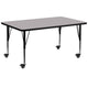 Gray |#| Mobile 30inchW x 72inchL Rectangular Grey Thermal Laminate Adjustable Activity Table