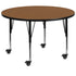 Mobile 48'' Round Thermal Laminate Activity Table - Height Adjustable Short Legs