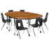 Mobile 86" Oval Wave Flexible Laminate Activity Table Set with 16" Student Stack Chairs