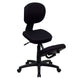 Mobile Ergonomic Kneeling Posture Task Office Chair with Back in Black Fabric