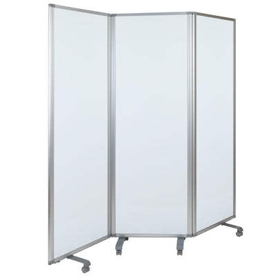Mobile Magnetic Whiteboard Partition with Lockable Casters, 72