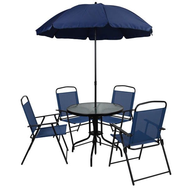 6 piece patio set with umbrella folding 6PC Patio Table Set & Umbrella GM-202012- – Classroom Essentials Online