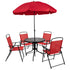 Nantucket 6 Piece Patio Garden Set with Table, Umbrella and 4 Folding Chairs