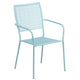 Sky Blue |#| 28inch Square Sky Blue Indoor-Outdoor Steel Folding Patio Table Set with 4 Chairs