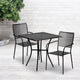 Black |#| 28inch Square Black Indoor-Outdoor Steel Patio Table Set with 2 Square Back Chairs