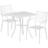 Oia Commercial Grade 28" Square Indoor-Outdoor Steel Patio Table Set with 2 Square Back Chairs