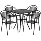 Black |#| 28inch Square Black Indoor-Outdoor Steel Patio Table Set with 4 Round Back Chairs
