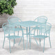 Sky Blue |#| 28inch Square Sky Blue Indoor-Outdoor Steel Patio Table Set - 4 Round Back Chairs