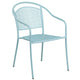 Sky Blue |#| 28inch Square Sky Blue Indoor-Outdoor Steel Patio Table Set - 4 Round Back Chairs