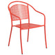 Coral |#| 28inch Square Coral Indoor-Outdoor Steel Patio Table Set with 4 Round Back Chairs