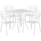 White |#| 28inch Square White Indoor-Outdoor Steel Patio Table Set with 4 Round Back Chairs