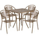 Gold |#| 28inch Square Gold Indoor-Outdoor Steel Patio Table Set with 4 Round Back Chairs