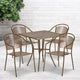 Gold |#| 28inch Square Gold Indoor-Outdoor Steel Patio Table Set with 4 Round Back Chairs
