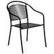 Black |#| 28inch Square Black Indoor-Outdoor Steel Patio Table Set with 4 Round Back Chairs