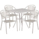 Light Gray |#| 28inch Square Lt Gray Indoor-Outdoor Steel Patio Table Set - 4 Round Back Chairs