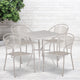 Light Gray |#| 28inch Square Lt Gray Indoor-Outdoor Steel Patio Table Set - 4 Round Back Chairs