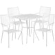White |#| 28inch Square White Indoor-Outdoor Steel Patio Table Set with 4 Square Back Chairs