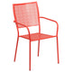 Coral |#| 28inch Square Coral Indoor-Outdoor Steel Patio Table Set with 4 Square Back Chairs
