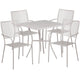 Light Gray |#| 28inch Square Lt Gray Indoor-Outdoor Steel Patio Table Set - 4 Square Back Chairs