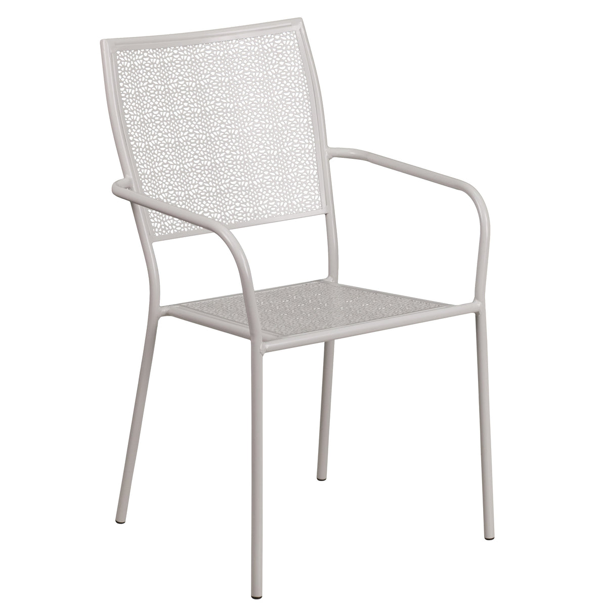Light Gray |#| 28inch Square Lt Gray Indoor-Outdoor Steel Patio Table Set - 4 Square Back Chairs