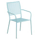 Sky Blue |#| 28inch Square Sky Blue Indoor-Outdoor Steel Patio Table Set - 4 Square Back Chairs