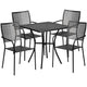 Black |#| 28inch Square Black Indoor-Outdoor Steel Patio Table Set with 4 Square Back Chairs