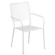 White |#| 28inch Square White Indoor-Outdoor Steel Patio Table Set with 4 Square Back Chairs