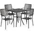 Oia Commercial Grade 28" Square Indoor-Outdoor Steel Patio Table Set with 4 Square Back Chairs