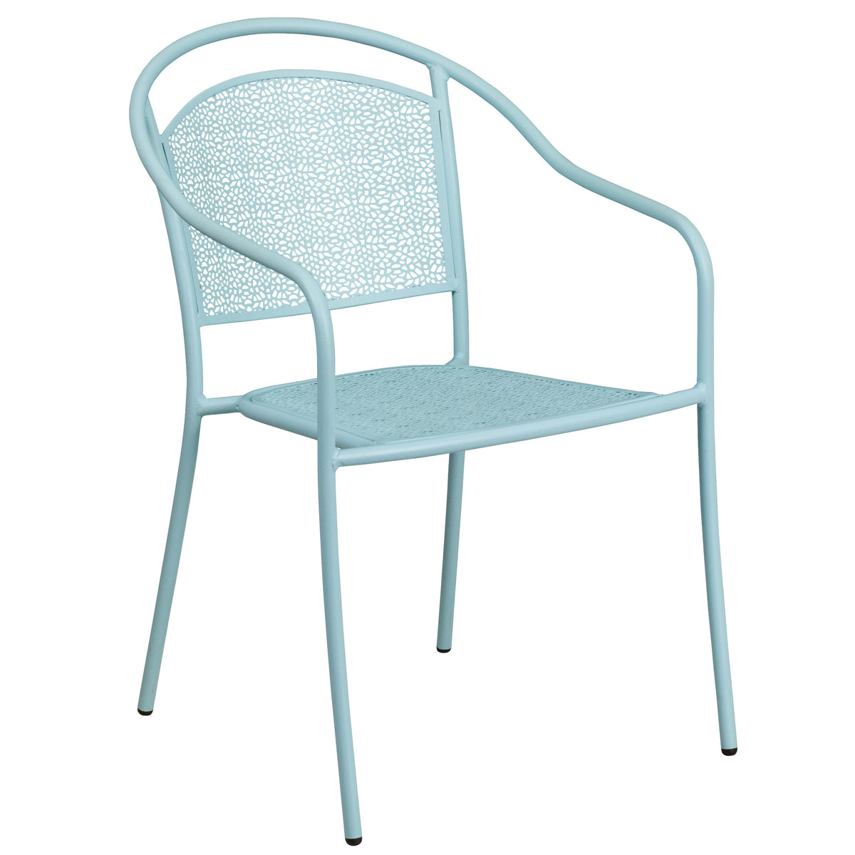 Sky Blue |#| 30inch Round Sky Blue Indoor-Outdoor Steel Folding Patio Table Set with 2 Chairs