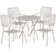 Light Gray |#| 30inch Round Light Gray Indoor-Outdoor Steel Folding Patio Table Set with 4 Chairs