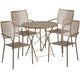 Gold |#| 30inch Round Gold Indoor-Outdoor Steel Folding Patio Table Set with 4 Chairs