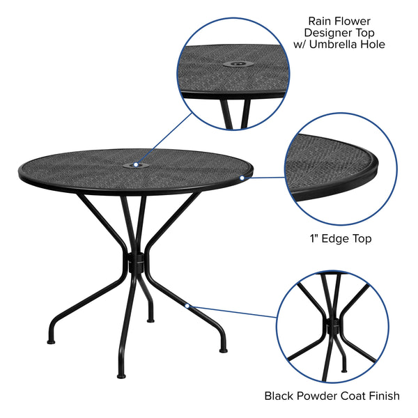 Flash Furniture 35.25'' Round Sky Blue Indoor-Outdoor Steel Patio Table
