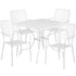 Oia Commercial Grade 35.5" Square Indoor-Outdoor Steel Patio Table Set with 4 Square Back Chairs