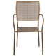 Gold |#| Gold Indoor-Outdoor Steel Patio Arm Chair with Square Back - Bistro Chair