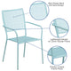 Sky Blue |#| Sky Blue Indoor-Outdoor Steel Patio Arm Chair with Square Black - Bistro Chair