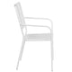 White |#| White Indoor-Outdoor Steel Patio Arm Chair with Square Back - Bistro Chair