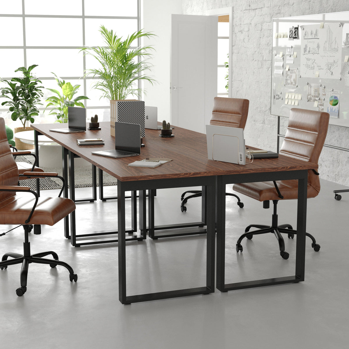 Walnut |#| Commercial 60x24 Conference Table with Laminate Top and U-Frame Base - Walnut