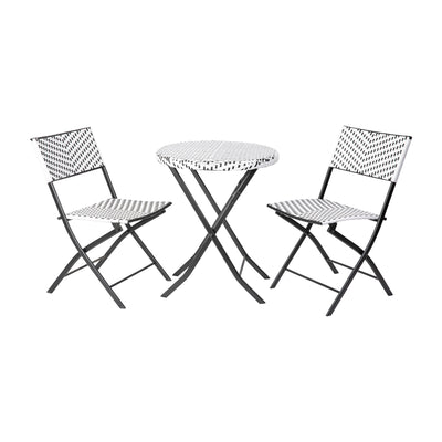Rouen Three Piece Folding French Bistro Set in PE Rattan with Metal Frames for Indoor and Outdoor Use - View 1