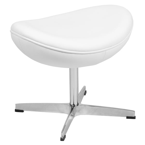 White LeatherSoft |#| White LeatherSoft Saddle Ottoman - Footrest