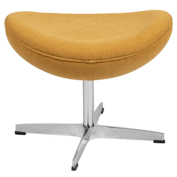 Citron Fabric |#| Citron Fabric Saddle Ottoman with 4 Point Alloy Base